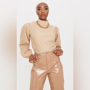 NWT PrettyLittleThing High Neck Puff Sleeve Blouse size 8